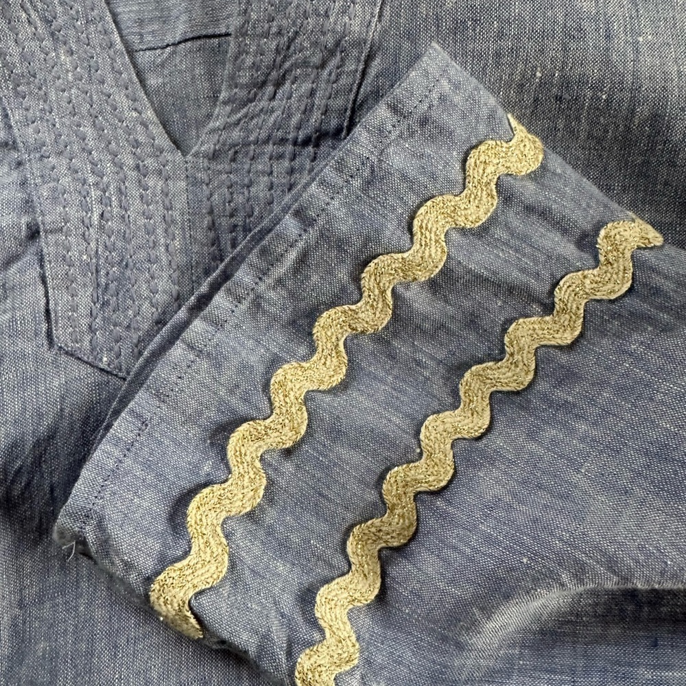NWOT | Chico’s Embroidered Linen Tunic | Blue Veil - Picture 9 of 11